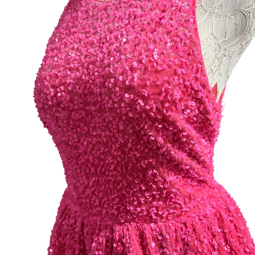 BUBBLE hem mini dress in pink sequin Size 8 NWOT Vixen Prom ASOS LUXE - Picture 12 of 14